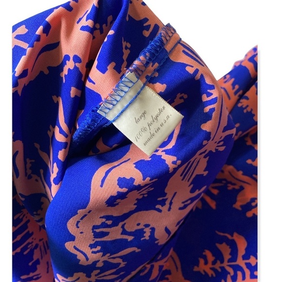 Francescas Bird Cage dress royal blue coral pink womens size Large - Picture 2 of 6